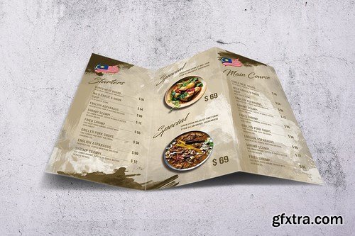 Malaysian Cuisine Trifold A4 & US Letter Food Menu