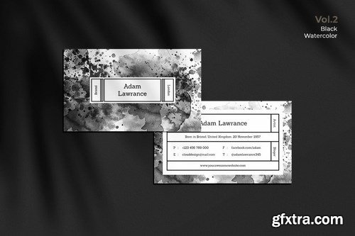 Business Card Watercolor Black Vol. 2