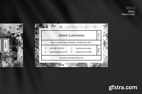 Business Card Watercolor Black Vol. 2