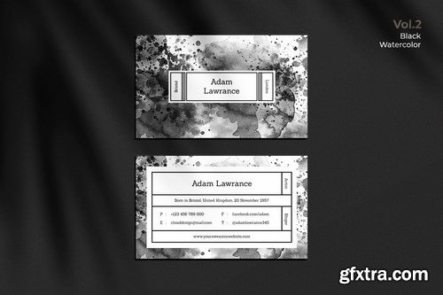 Business Card Watercolor Black Vol. 2