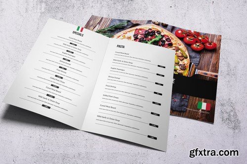 Italian Cuisine Elegant Bifold Menu A4 & US Letter