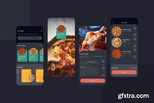 Order Food Dark Mode Mobile UI - FD