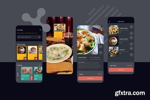 Order Food Dark Mode Mobile UI - FD