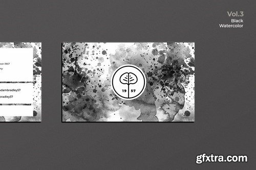 Business Card Watercolor Black Vol. 3