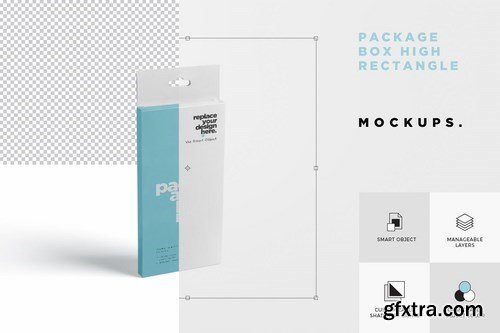 Package Box Mockup with Hanger - High Rectangle