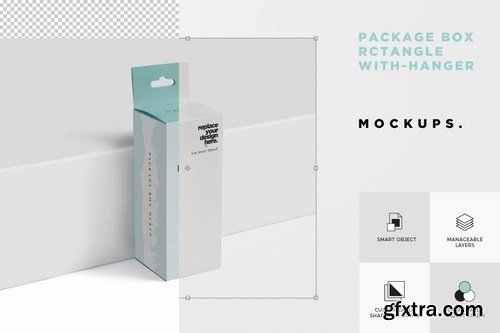 Package Box Mockup with with Hanger - Rectangle