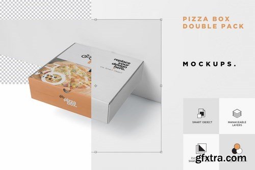 Pizza Box Mockup - Double Pack