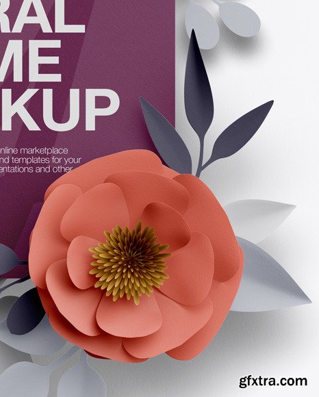 Paper Flower Square Frame Mockup 50584