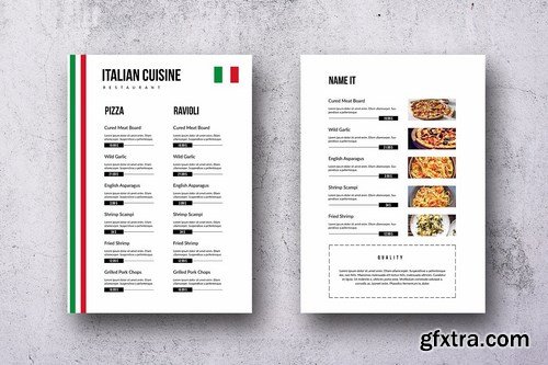 Italian Cuisine Elegant Single Page Food Menu