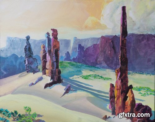 Totem Rock in Monument Valley:  A foray into acrylics