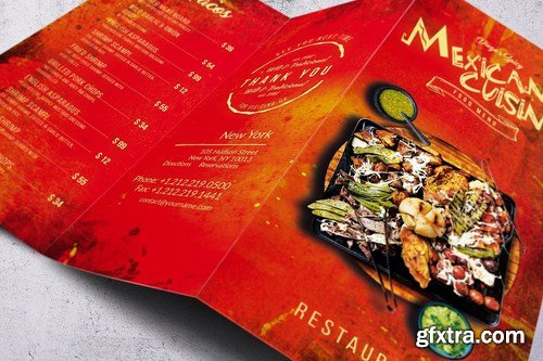 Mexican Cuisine Trifold A4 & US Letter Food Menu