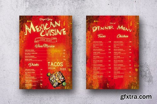 Mexican Cuisine Single Page A4 & US Letter Menu