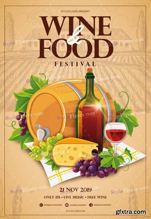 Wine & Food Festival V3010 2019 PSD Flyer Template