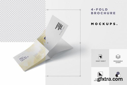 4 - Fold Brochure Mockup in Din A4 A5 A6 Landscape