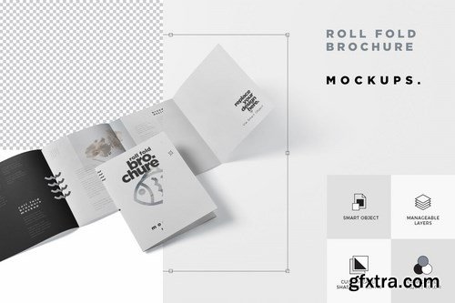 Roll-Fold Brochure Mockup in 8.5x11 Inch US Letter