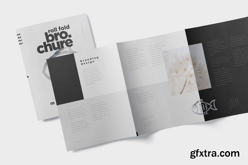 Roll-Fold Brochure Mockup in 8.5x11 Inch US Letter