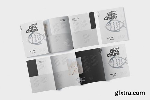 Roll-Fold Brochure Mockup in 8.5x11 Inch US Letter