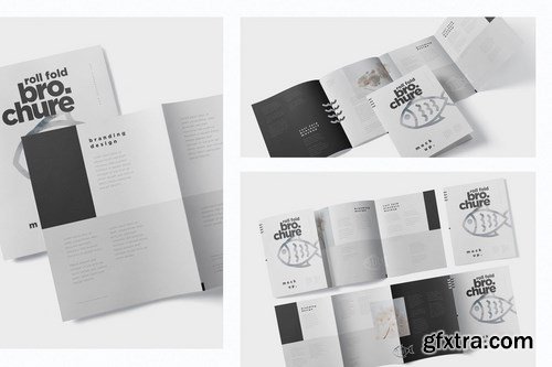 Roll-Fold Brochure Mockup in 8.5x11 Inch US Letter