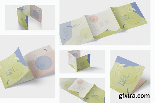 Square Z-Fold Brochure Mockup Set