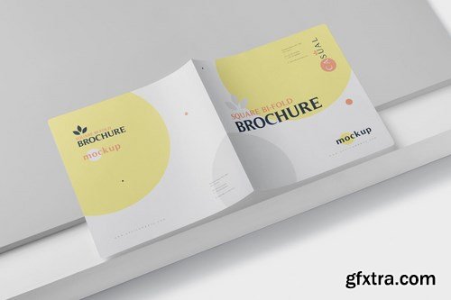 Square Bi-Fold Brochure Mock-Up Set - Round Corner