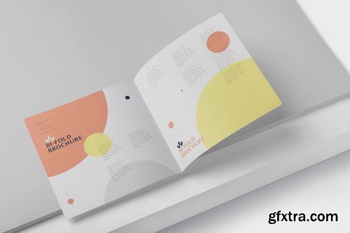 Square Bi-Fold Brochure Mock-Up Set - Round Corner