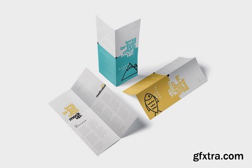 A5 Long Bi-Fold Brochure Mock-Up Set