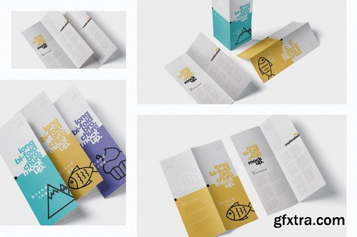 A5 Long Bi-Fold Brochure Mock-Up Set