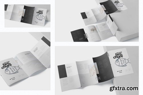 Roll Fold Brochure Mockup Set - Din A4 A5 A6