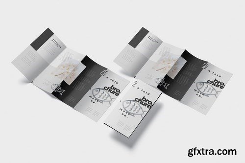 4 - Fold Brochure Mockup Set - DL 99 x 210 mm