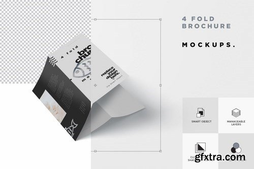 4 - Fold Brochure Mockup Set - DL 99 x 210 mm