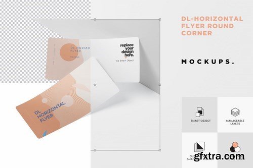 DL Horizontal Flyer Round Corner Mockup Set