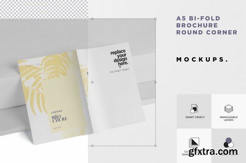 A5 Bi-Fold Brochure Mock-Up Set - Round Corner