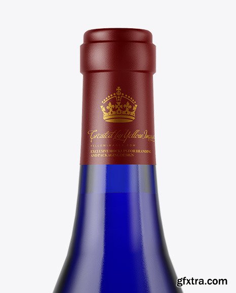 Blue Glass Wine Bottle Mockup 50657