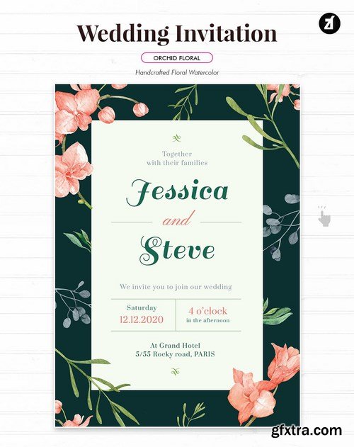 Floral Hand-drawn Watercolor Wedding Invitation