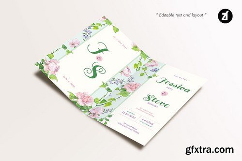 Floral Hand-drawn Watercolor Wedding Invitation2