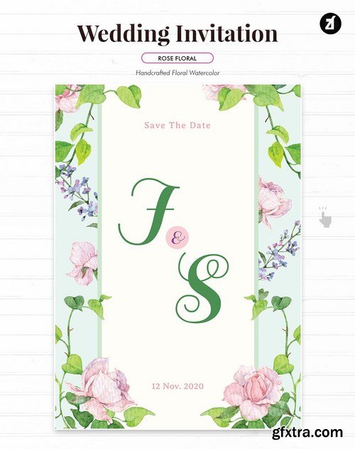 Floral Hand-drawn Watercolor Wedding Invitation2