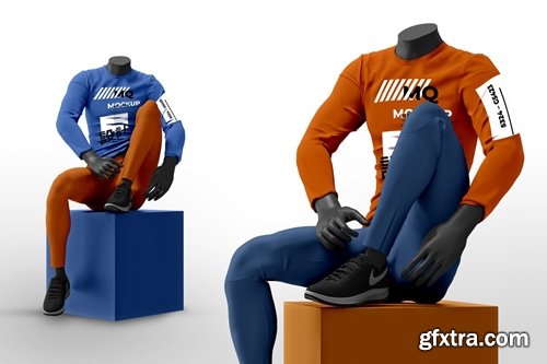 Male Mannequin with Long Sleeve Mockups