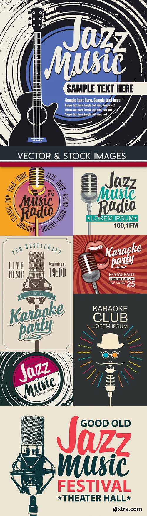 Music jazz festival and karaoke party design