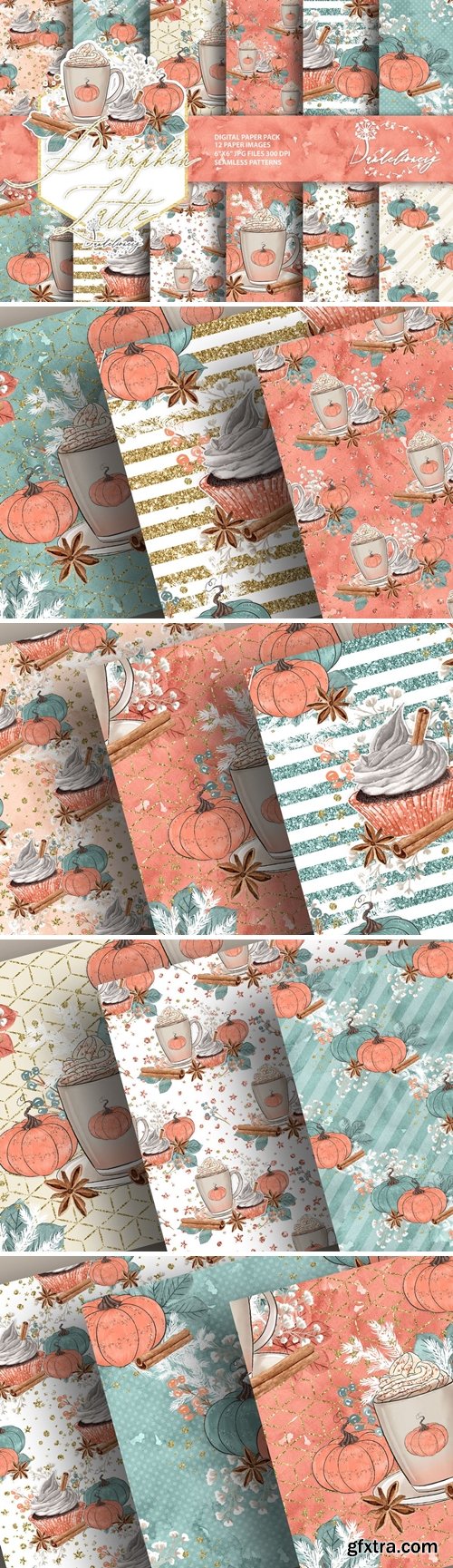 Pumpkin Latte digital paper pack