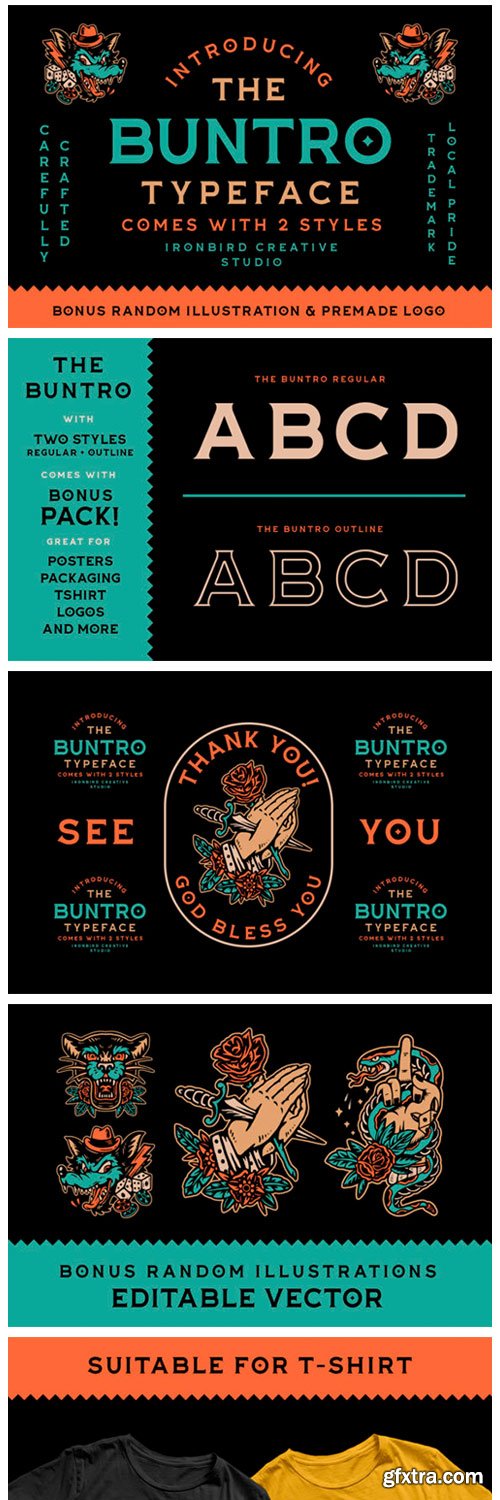 The Buntro Font + Bonus Logo