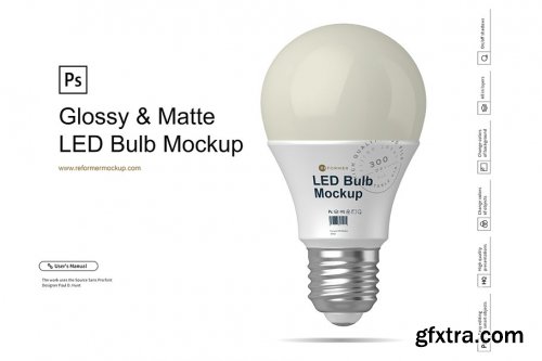 CreativeMarket - Glossy & Matte LED Bulb Mockup 4169906