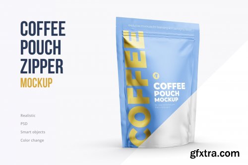 CreativeMarket - Coffee pouch mockup. Half side 4129535