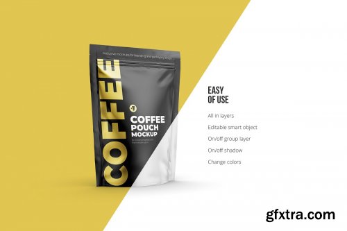 CreativeMarket - Coffee pouch mockup. Half side 4129535