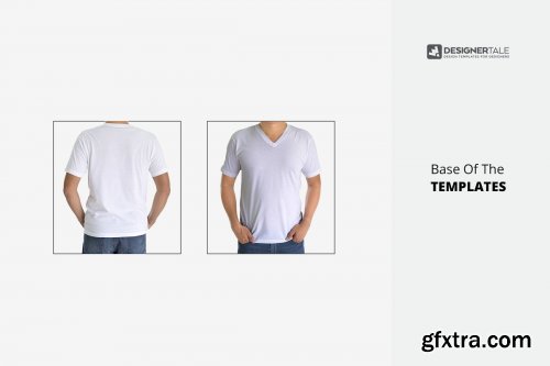 CreativeMarket - Men V Collar T Shirt Mock Up 4174863