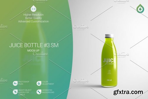 CreativeMarket - Juice Bottle SM Mock-Up #3 [V2.0] 4177566