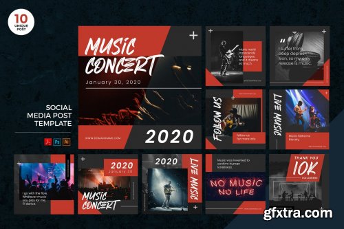 Live Music Concert Social Media Kit PSD & AI