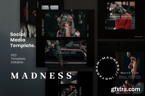 CreativeMarket - MADNESS - Instagram Template+Storis 4215796