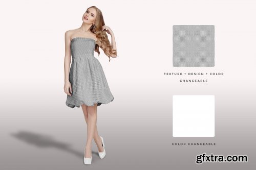 CreativeMarket - Shoulder Less Cocktail Dress Mockup 4140445