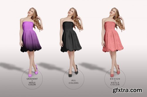 CreativeMarket - Shoulder Less Cocktail Dress Mockup 4140445