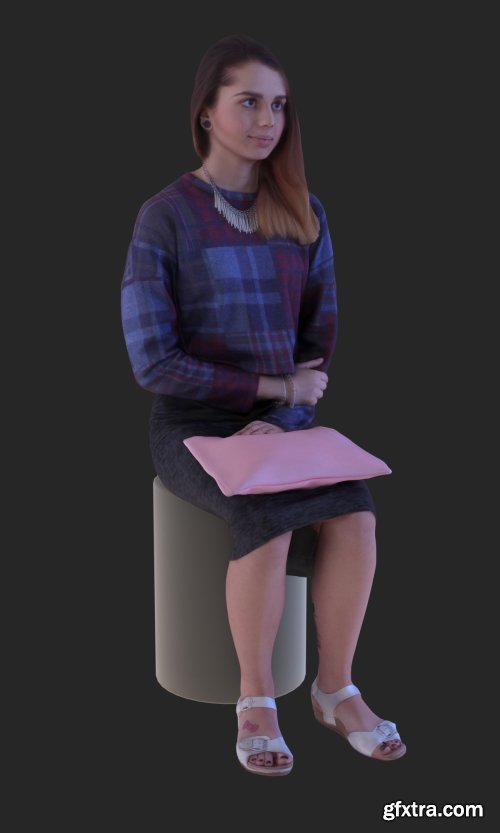 Casual Woman Sitting Scanned 3d model